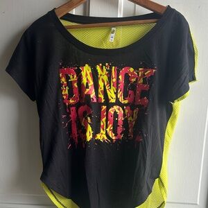 Zumba Fitness Black Tee with Yellow Accents